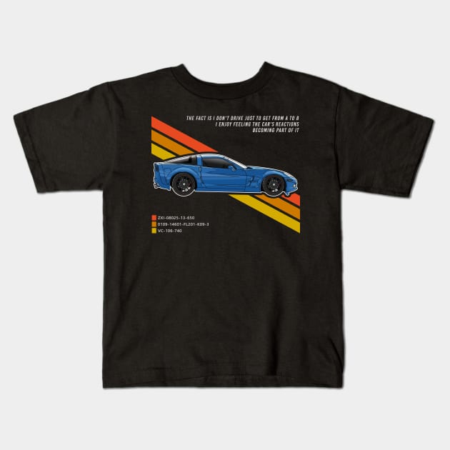 Blue Corvette Kids T-Shirt by Guyvit